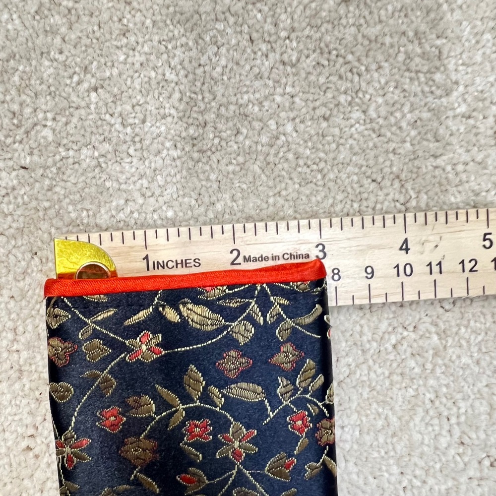 VTG Silk Brocade Small Floral Embroidered Pouch Chinoiserie Boho Trinket Bag - Picture 3 of 6